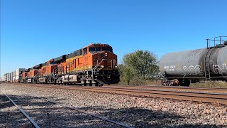 Very fast 6570 mph BNSF Z train ZLACCHI BNSF Transcon Emporia sub10723 [upl. by Adnamor]