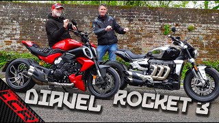 Ducati V4 Diavel VS Triumph Rocket 3  Which Sports Cruiser [upl. by Aytak431]