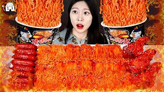 ASMR MUKBANG 직접 만든 불닭 버섯 양념치킨 소세지 먹방 amp 레시피 FRIED CHICKEN AND FIRE NOODLES EATING [upl. by Lerrej]