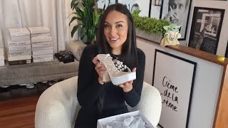 Ashley Unboxes White 6 Inch High Heel Sandals With Pearl Details And Sling Back Strap [upl. by Jo-Ann]