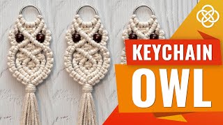 Macrame Owl Keychain Tutorial for Beginners Macrame Keychain  Macrame Owl Tutorial [upl. by Kcirrej]