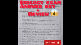 BIOLOGY EXAM ANSWER KEYREVIEW plusone [upl. by Rehpitsirhc]