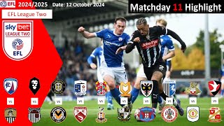 Highlights Summary Matchday 11 202425 EFL League Two [upl. by Suollecram]