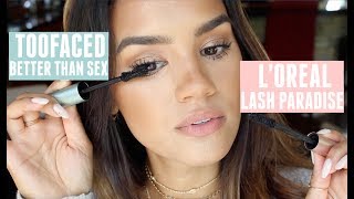 LOREAL LASH PARADISE VS TOOFACED BETTER THAN SEX DUPES [upl. by Neersan]