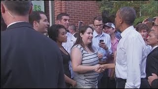 President Obama Takes a Surprise Stroll in Downtown Denver [upl. by Broeker]