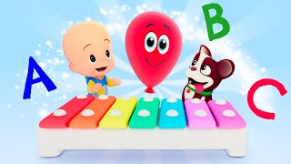 La canción del ABC con globos  Formas de conejo en el cubo de colores [upl. by Dnomhcir816]