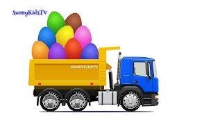 Dump truck unloads Surprise Eggs filled with Fruits [upl. by Mychael995]