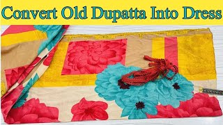 How to Convert Old Dupatta Into Dress ll 89 years Girl Dress Cutting amp Sewing l By Fashion Designer [upl. by Atiuqahs410]