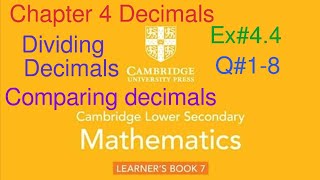 Ex44 Q18 Dividing Decimals Cambridge Lower secondary mathematics book 7  Chapter 4 Decimals [upl. by Drida473]