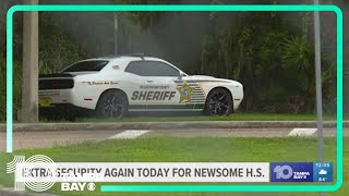 Extra security again on Tuesday for Newsome High School following shooting threats [upl. by Nevetse]