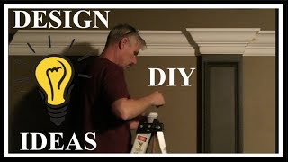 HOME DECOR THEATER ROOM DESIGN DIY PART 2 CROWN amp CHAIR RAIL MOLDING [upl. by Asyral366]