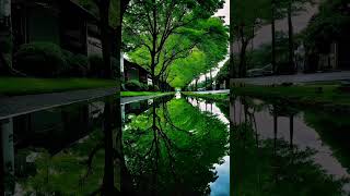 Beautiful view Green land green street nature newvideo youtubeshorts [upl. by Annoj825]