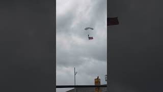 Parachutist drops into BOA Stadium before Carolina Panthers’ Home Game shorts [upl. by Attenej931]