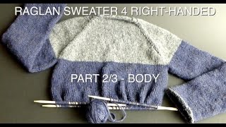 KNIT ALONG  Simple Raglan Sweater 23  quotBODY PARTquot 4RightHanded [upl. by Ahdar]