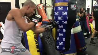 Chris Eubank Jr blazing hand speed Training at Mayweather Boxing Club ahead of Yildirim Fight [upl. by Lleret130]