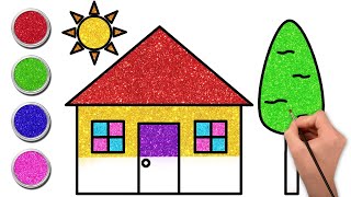 How to Draw A House From Shapes  Drawing Coloring and Painting for Kids  Chiki Art [upl. by Arria510]