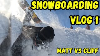 MATT ALMOST FALLS OFF CLIFF  TIGNES SNOWBOARDING VLOG 1 [upl. by Anirres]