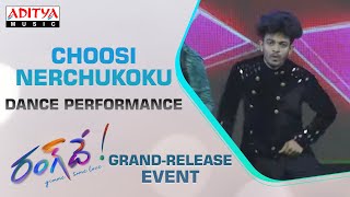 Choosi Nerchukoku​​ Dance Performance  RangDe​ Grand Release Event Live  Nithiin  DSP [upl. by Santiago]