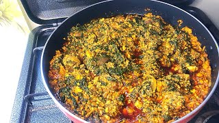 Ghanaian favorite Kontomire stew PALAVA SAUCE easy Ghanaian food recipe [upl. by Nellir114]