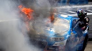 NASCAR Kasey Kahne Wrecks at Michigan 2013 [upl. by Latyrc919]