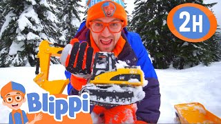 Blippi Plays with Snow with Excavators and Trucks  2 HOURS OF BLIPPI TOYS  Educational Videos [upl. by Enelam678]