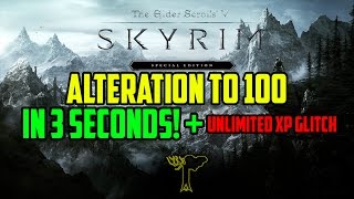 Skyrim Special Editon How to get Alteration to 100 in minutes Unlimited xp glitch and unlimited [upl. by Tteltrab]