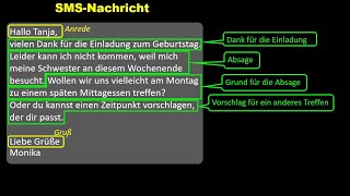 SMS schreiben DTZ A2B1Schreiben Sie Ihrem KollegenIhrer Kollegin eine kurze Mitteilung [upl. by Ailemak419]