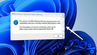 AMD Software Error  Adrenalin Edition Warning in Windows 11  100 Working Solution  2 Methods [upl. by Narih]