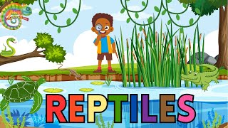 REPTILE NAMES for kids Kids fun educational video Reptile names Toddler learning [upl. by Amlus]