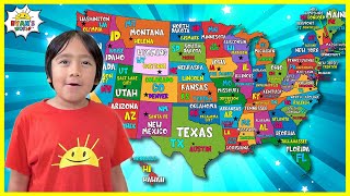 Learn 50 United States of America Name with Capitals for Kids and Abbreviation of USA [upl. by Novad176]