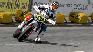 Supermoto Drifts Jumps amp Crashes  iDM St Wendel 2016 [upl. by Skvorak]