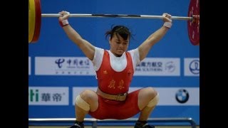 2013 China National Games Womens 53 kg  Li Yajun 105kg Snatch World Record SEP 3 2013 [upl. by Bouchard439]