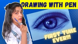 How To Draw Using Ballpoint Pen  Step By Step Tutorial For Realistic Eye Sketching  IN HINDI [upl. by Seymour246]