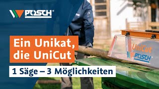 Holz anspitzen teilen amp sägen  die neue AllroundSäge UniCut von POSCH Leibnitz [upl. by Grefe698]