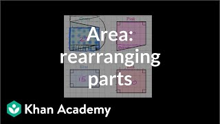 Finding area by rearranging parts  Geometry  6th grade  Khan Academy [upl. by Adirf]