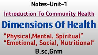 NotesUnit1 Introduction To Community Health Dimensions Of HealthBscGnm [upl. by Aneertak238]