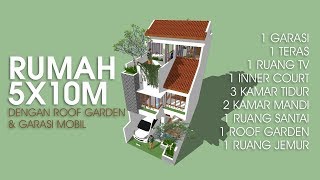 DESAIN RUMAH 5x10m DENGAN ROOF GARDEN DAN CARPORT [upl. by Aserehs334]