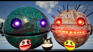 scary pacman vs monster venom pacman vs robot pacman vs cartoon cat vs godzilla in reallife [upl. by Cliffes813]