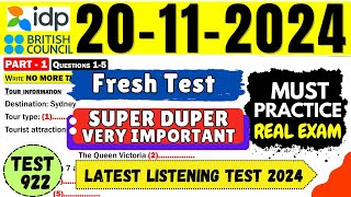 IELTS Listening Practice Test 2024 with Answers  20112024  Test No  922 [upl. by Enylekcaj]