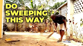 FLOOR SWEEPING African Way Vs Western Way  How to SWEEP FLOOR in Different LOCATIONS myhomehacks [upl. by Lupita]