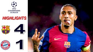 Barcelona 41 Bayern Munich UCL 202425 with Raphinhas HatTrick Highlights Match review [upl. by Acined160]