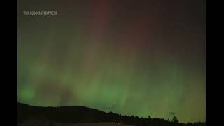 Strong solar storm brings Northern Lights farther south than usual [upl. by Annairb]