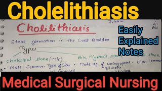 Notes Of Cholelithiasis in Medical Surgical Nursing in Hindi  Bsc Nursing GNM [upl. by Cynarra329]