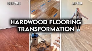 REFINISHING DATED HARDWOOD FLOORS  Transformation From Start To Finish [upl. by Assenyl]