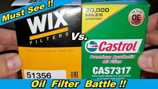 Wix 51356 Oil Filter Cut Open vs Castrol CAS7317 Oil Filter Cut Open [upl. by Rahas]