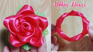 DIY How to make an adorable ribbon rose flower in just few minutesDIY Ribbon FlowersTina Flower [upl. by Gradey716]