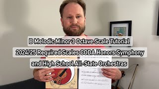 Violin Tutorial B Melodic Minor 3 Octave Scale for CODA Honors Symphony amp HS AllState Orchestra [upl. by Anaud839]