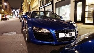 Millionaire Boy Racers London After Party  Mercedes SLS AMG Roadster  Audi R8 Shmeemobile [upl. by Anitnelav689]