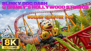 Slinky Dog Dash Roller Coaster POV Disneys Hollywood Studios Park  Orlando FL  8K POV [upl. by Drawyeh]