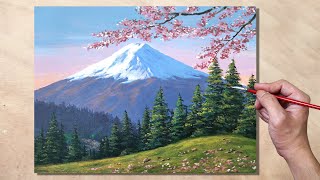 Acrylic Painting Mt Fuji Landscape [upl. by Slack382]